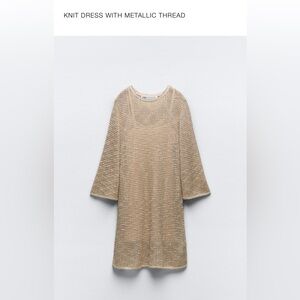 Zara HOT gold mini dress- soft!-has slip very cute